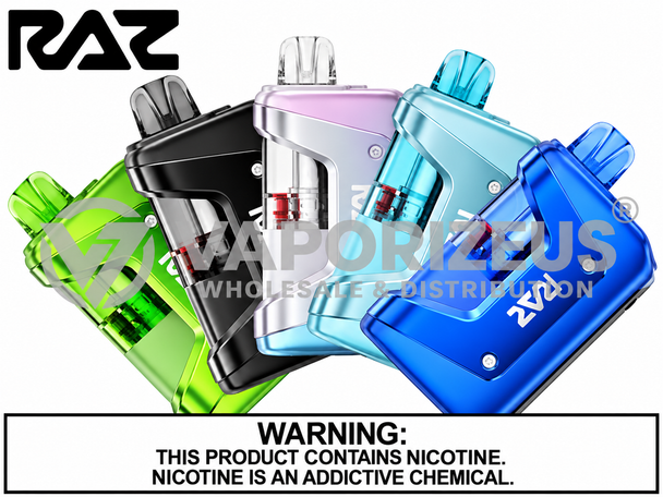 RAZ Vue 50K Vape Kit – Rechargeable Pod System | VAPORIZEUS Wholesale

RAZ Vue 50K Vape Kit – Product Overview

The RAZ Vue 50K Vape Kit is a rechargeable vaping system featuring a reusable power base and replaceable pre-filled pods. Designed with a modular configuration, the RAZ Vue 50K allows compatible pods to be replaced without discarding the entire power device.

The system is advertised to provide up to 50,000 puffs in Normal Mode and approximately 25,000 puffs in Boost Mode. It features a dual battery configuration, dual mesh coil technology, adjustable airflow, a smart display, and USB-C charging.

VAPORIZEUS Wholesale & Distribution provides product information and wholesale purchasing inquiries for qualified vape shops, smoke shops, convenience stores, and distributors seeking RAZ Vue 50K Kits and compatible replacement pods.

RAZ Vue 50K Features and Specifications

Up to 50,000 Puffs: Advertised puff capacity in Normal Mode, with approximately 25,000 puffs in Boost Mode. Actual results depend on usage.

Dual Battery System: A 900mAh rechargeable power base and a 420mAh pod battery, with a combined nominal capacity of 1,320mAh.

13mL Pre-Filled Pod: Replaceable pod containing 13mL of e-liquid, according to the supplied specifications.

Dual Mesh Coil: Heating system designed for vapor production using dual mesh coil technology.

Normal and Boost Modes: Two operating settings rated at 12W and 24W.

Smart Display: Integrated display for device status and battery information.

Adjustable Airflow: User-adjustable airflow control.

USB-C Charging: Rechargeable power base with USB-C charging compatibility.

Replaceable Pod Design: Compatible RAZ Vue pods can be replaced while retaining the main power device.

RAZ Vue 50K Flavor Varieties

The RAZ Vue 50K lineup includes the following flavor names:

Blue Raz Ice, Blueberry Yummy, Dragon Straw Nana, Hawaiian Punch, Miami Mint, Peach Yummy, Pineapple MTN Dew, Polar Ice, Raspberry Watermelon, Sour Apple Ice, Strawberry Blast, Strawberry Shortcake, Triple Berry Lime, Watermelon Ice, and White Gummy.

Flavor availability and packaging configurations may vary.

RAZ Vue 50K Wholesale and Replacement Pods

VAPORIZEUS Wholesale & Distribution provides information about RAZ Vue 50K Vape Kits and compatible replacement pods for qualified business customers.

The RAZ Vue 50K modular system includes a reusable rechargeable device and replaceable pods, making complete kits and replacement pods separate inventory categories.

Wholesale availability, pricing, minimum order quantities, and shipping eligibility are subject to inventory and applicable regulations.

RAZ Vue 50K Frequently Asked Questions

What is the RAZ Vue 50K Vape Kit?

The RAZ Vue 50K is a rechargeable vaping system combining a reusable power base with compatible replaceable pre-filled pods.

How many puffs does the RAZ Vue 50K provide?

The device is advertised for up to 50,000 puffs in Normal Mode and approximately 25,000 puffs in Boost Mode. Actual puff counts vary.

Does the RAZ Vue 50K use replacement pods?

Yes. The device uses compatible RAZ Vue replacement pods.

Is the RAZ Vue 50K rechargeable?

Yes. The power base supports USB-C charging.

What is the battery capacity?

The system combines a 900mAh power base battery with a 420mAh pod battery.

Where can retailers inquire about RAZ Vue 50K wholesale availability?

Qualified businesses can contact VAPORIZEUS Wholesale & Distribution regarding product availability, bulk order requirements, and wholesale account eligibility.

RAZ Vue 50K Product Information at VAPORIZEUS

Find information about RAZ Vue 50K rechargeable vape kits, replacement pods, product specifications, and wholesale availability through VAPORIZEUS Wholesale & Distribution.

For bulk order inquiries, contact VAPORIZEUS to confirm current inventory, pricing, and purchasing requirements.

WARNING: This product contains nicotine. Nicotine is an addictive chemical.

Product specifications and advertised puff counts should be confirmed against manufacturer packaging. Sales and distribution are subject to applicable federal, state, and local regulations.
