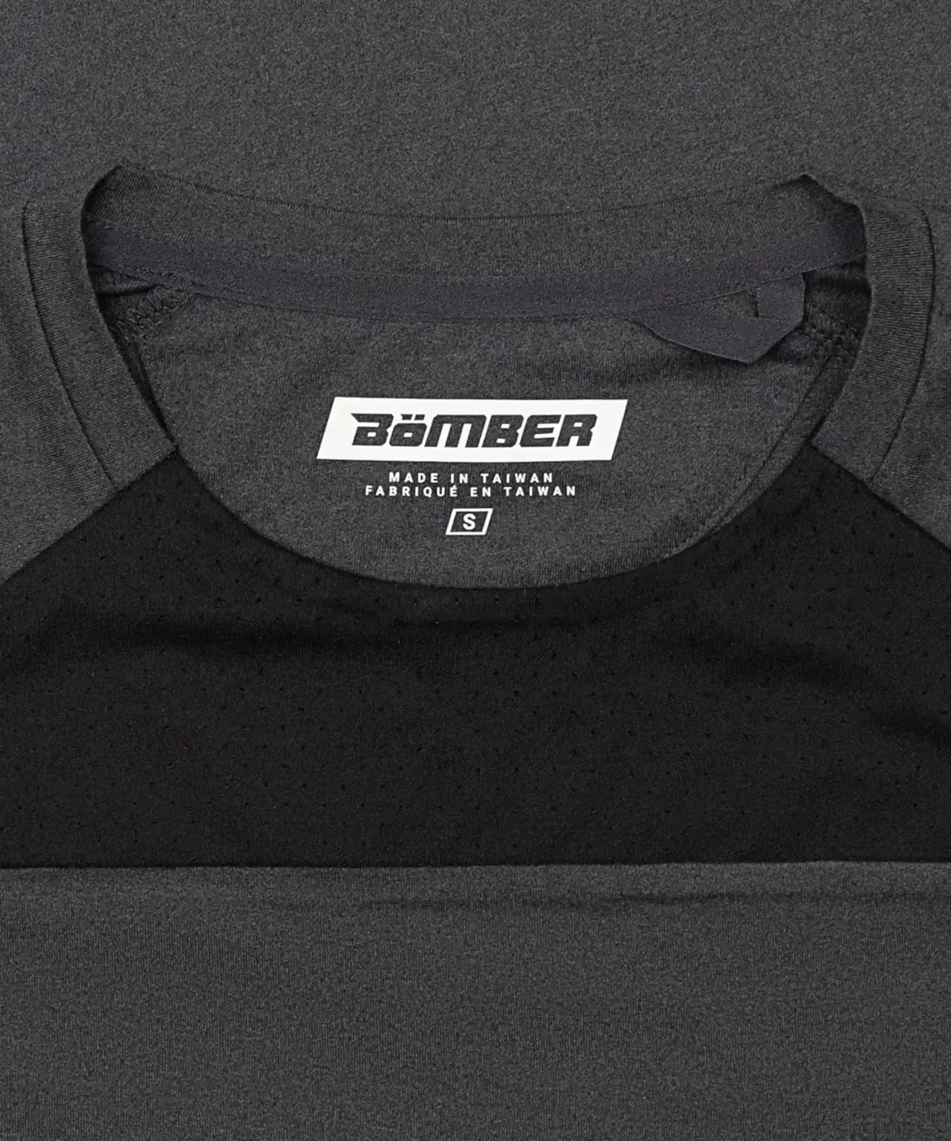 Elevate T-Shirt men's black heather neck label close-up