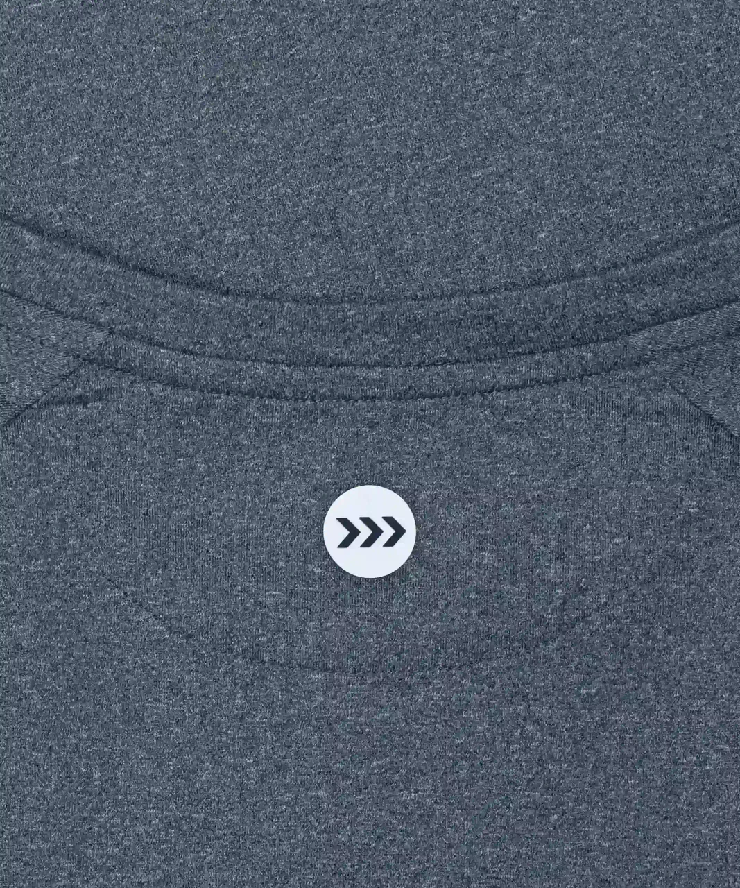 Elevate T-Shirt navy heather logo close-up