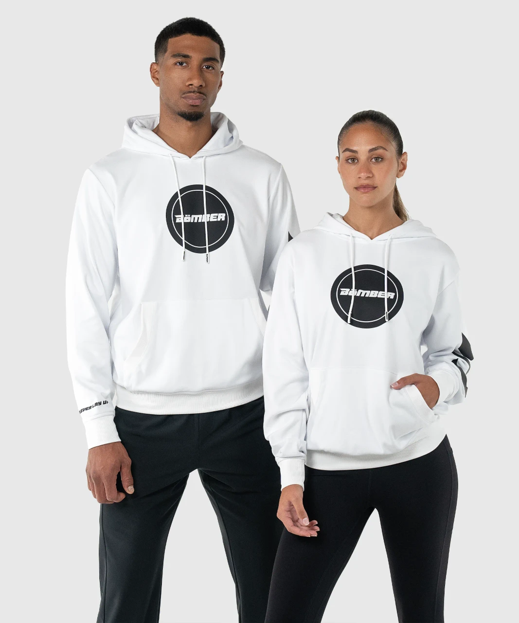 Blaze Hoodie unisex white performance hoodie, front view