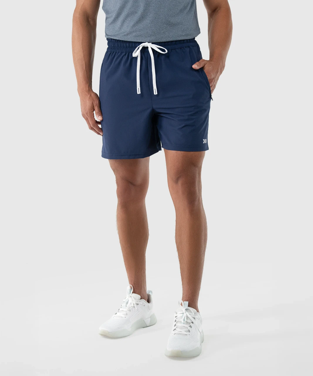 Focus Active Short, men's navy performance shorts, front view