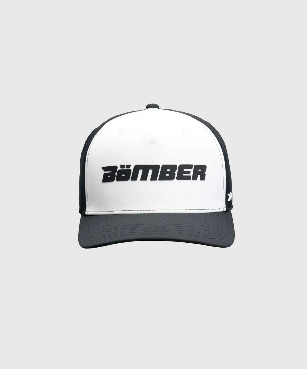 Method Snapback, men's black and white performance mesh-back snapback hat, front view