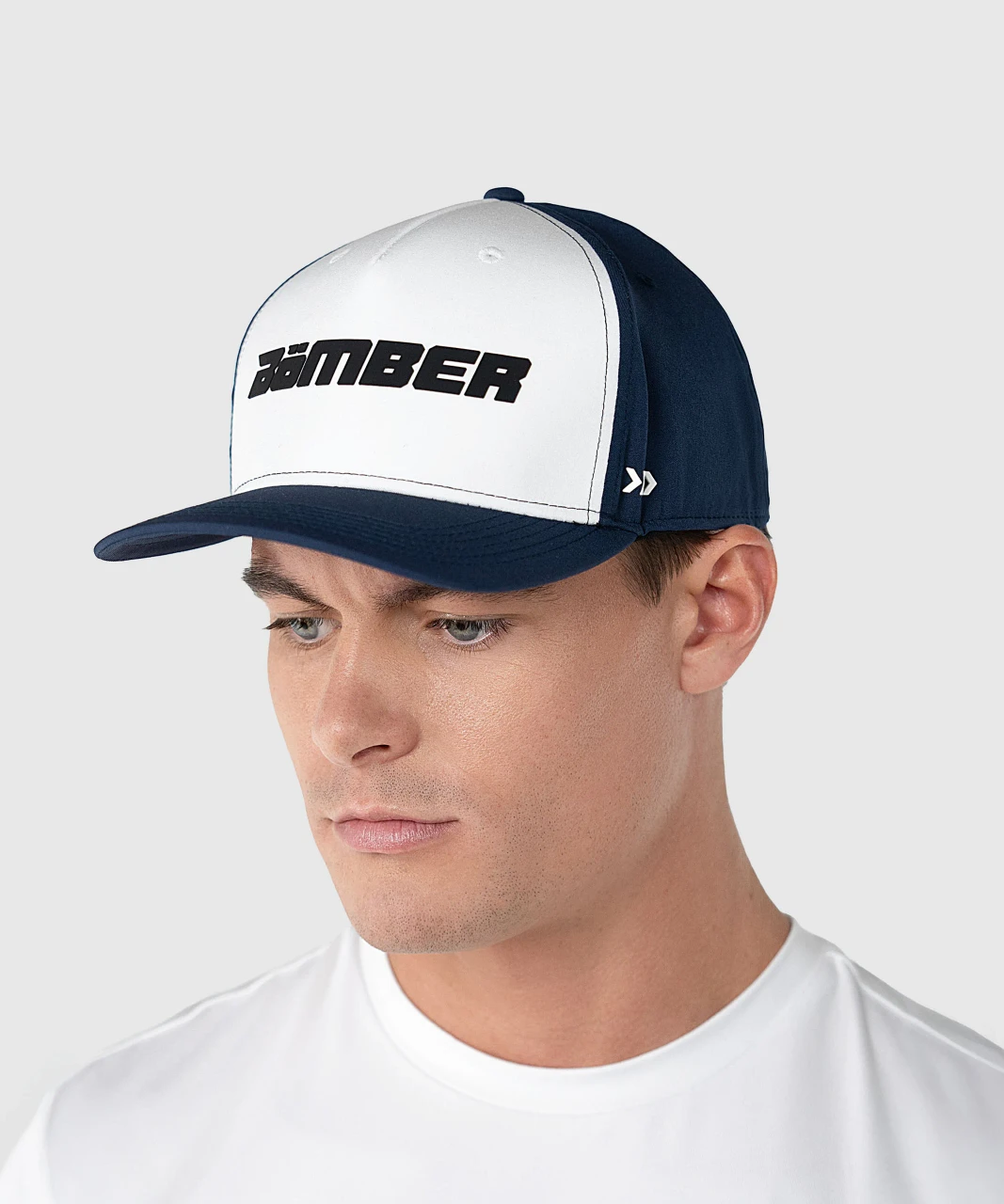 Method Snapback worn by male model, front view