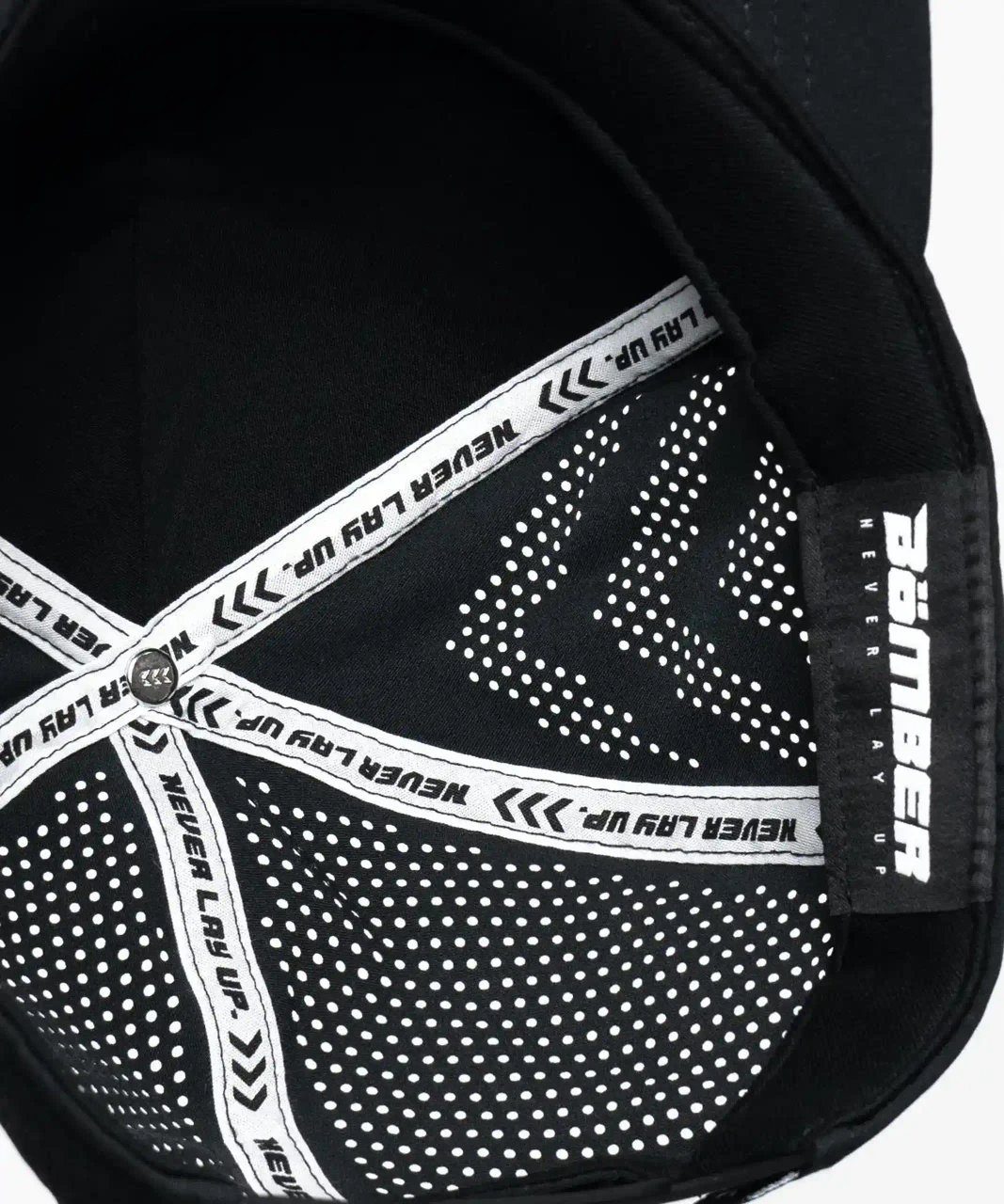 Impact Snapback interior sweatband and construction, close-up view