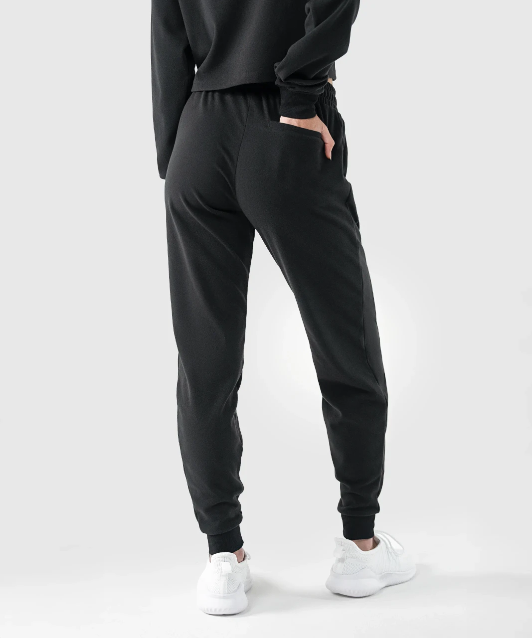 Excel Jogger, women's black performance joggers, back view