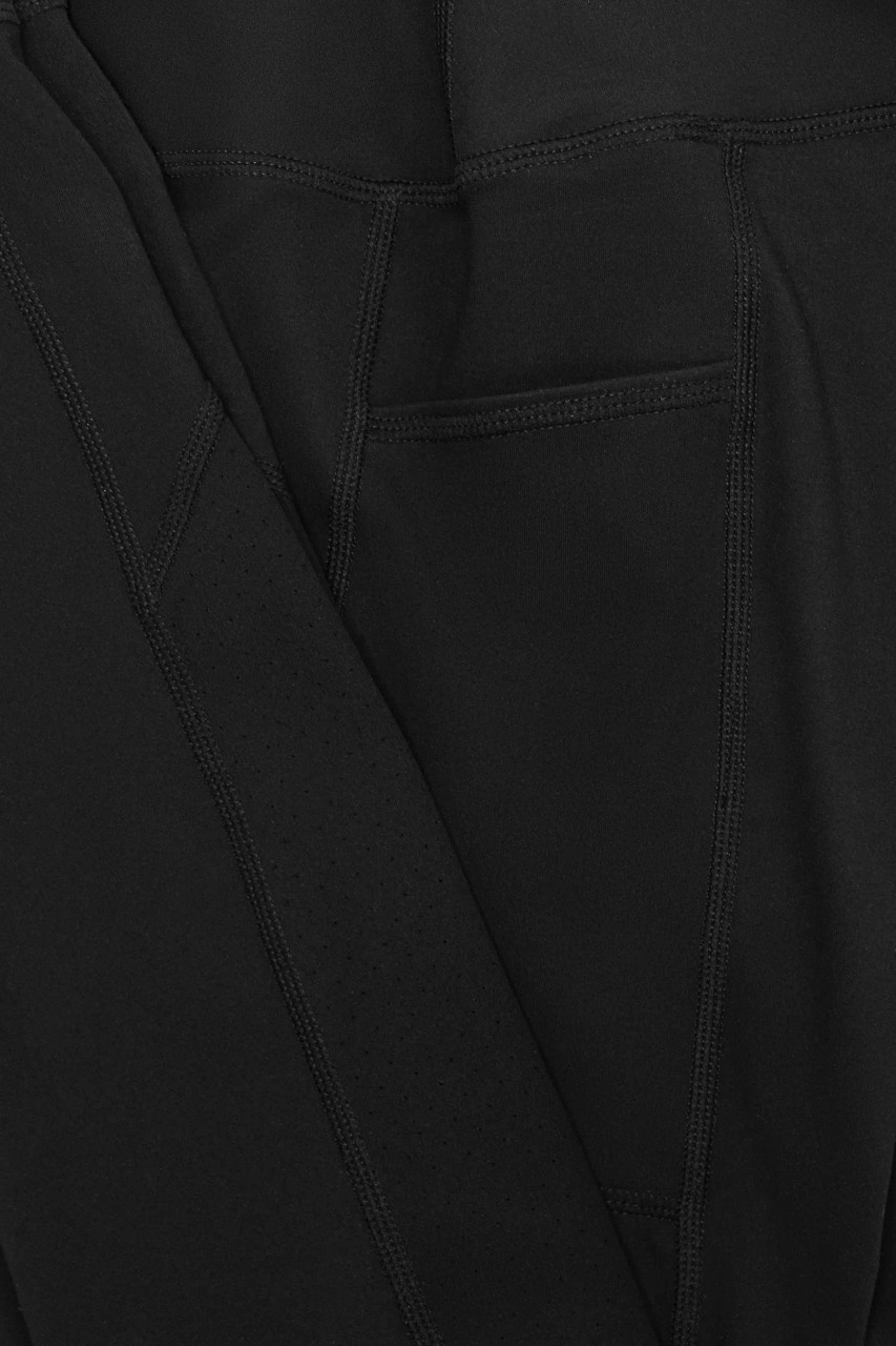 Tissu technique noir mat pour leggings, évacuant l'humidité