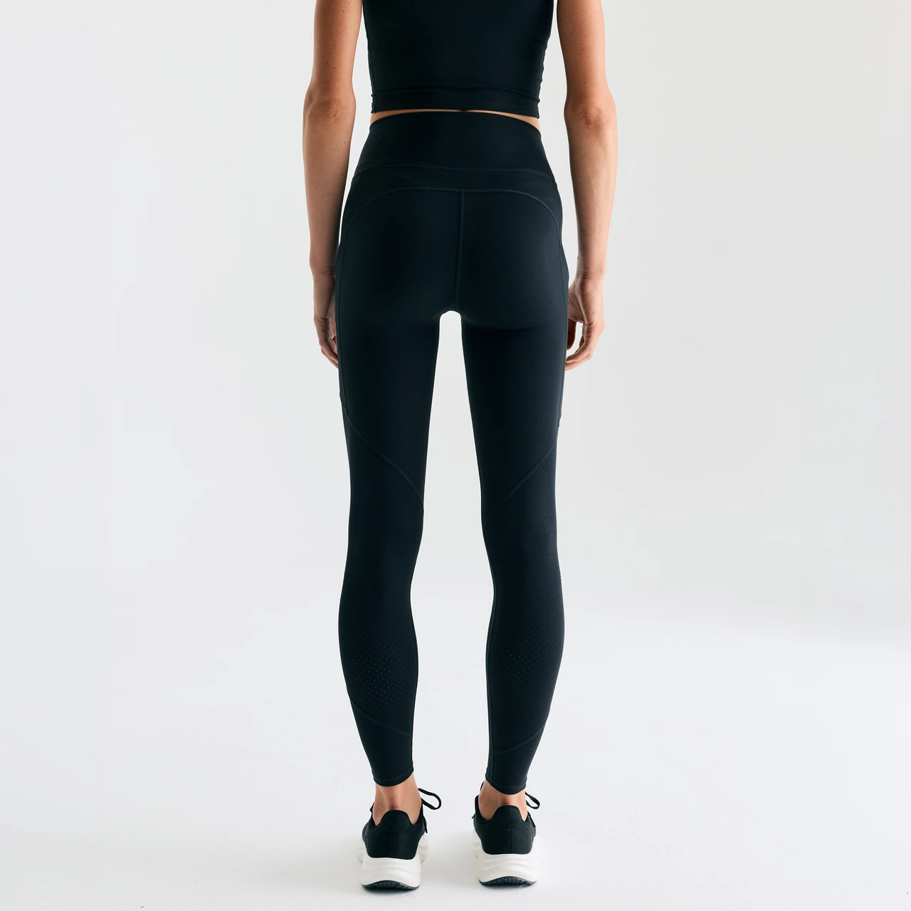 BE Fearless Legging, women's black leggings with high-waisted fit, back view