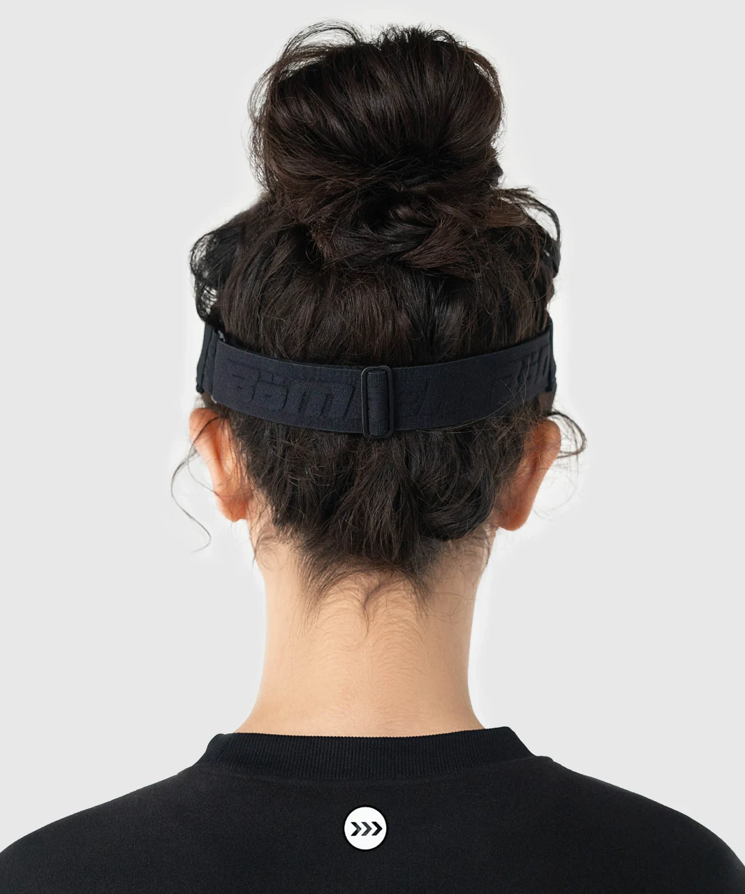 Eclipse Visor, women's black performance sports visor, back view on model