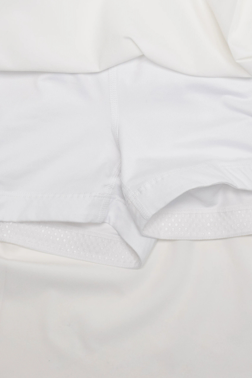 Lightweight performance fabric detail on women’s athletic skort