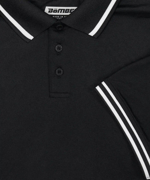 Flachgestrickter Kragen und Kontraststreifen am schwarzen HydrApex™-Funktionspolo für Herren