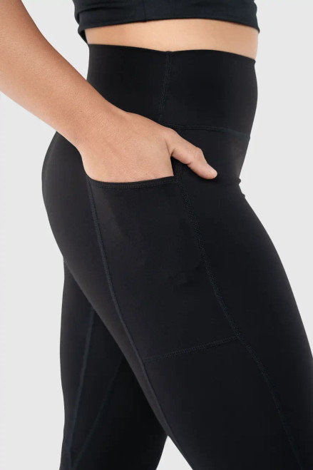 Leggings de sport noirs pour femme avec une grande poche latérale pour le téléphone