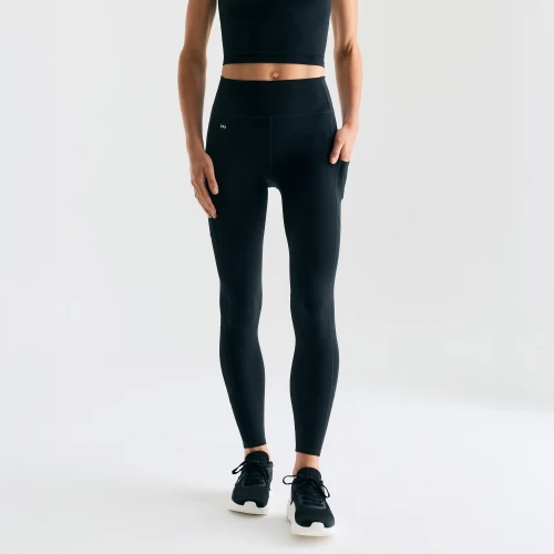 BE Fearless Legging, women's black leggings with high-waisted fit, front view