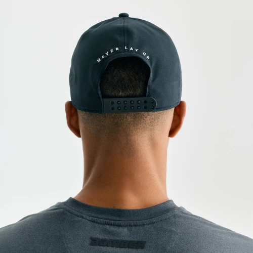 Zone Snapback, men's black snapback hat, back view adjusting closure