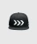 Bolt Snapback, men's black performance snapback hat, angled front view