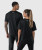 Back view of unisex Propel T-Shirt in black on male and female models