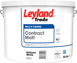 Leyland Trade Contract Matt Emulsion Paint Brilliant White 10L