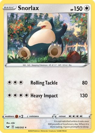 Snorlax (PTCG-SWSH01) (Reverse Holofoil) (#140/202)