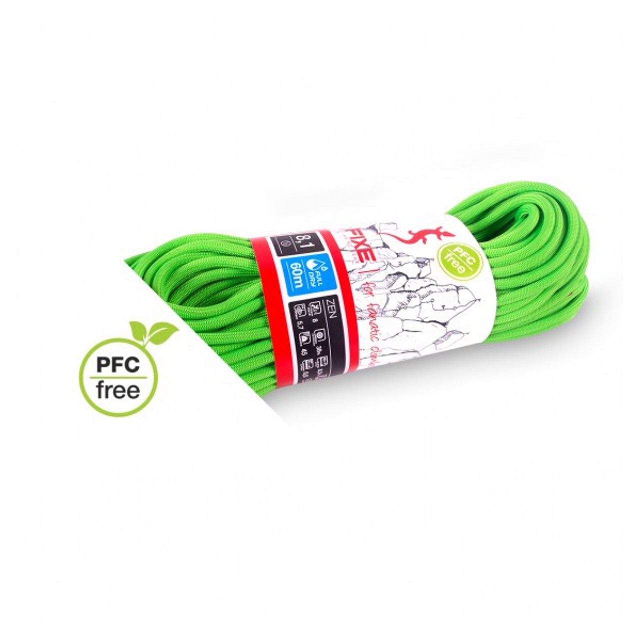 Corde à double Fixe Climbing Zen Full Dry 8,1 mm x 60 m vert