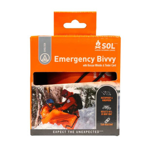 SOL Emergency Bivvy with Rescue Whistle & Tinder Cord - Orange