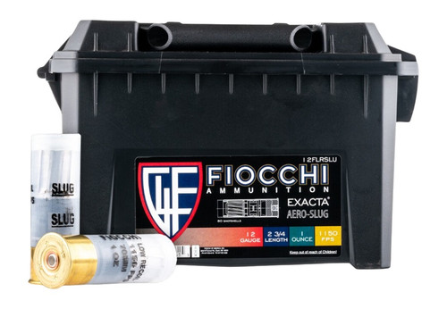 Fiocchi 12FLRSLU Aero Extrema 12Gauge 2.75" 1oz RifledSlug Shot 8 Boxes in 1 Can/25 Shotshells