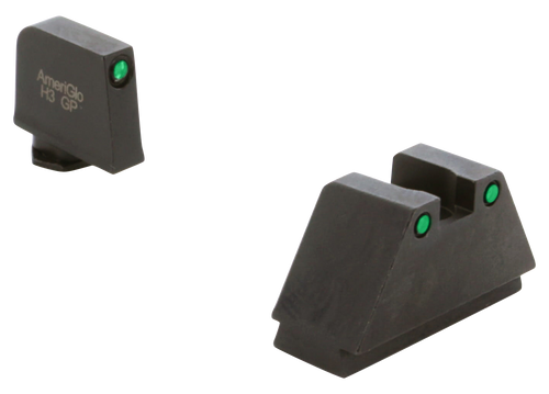 Ameriglo Optic Compatible Sight Set For Glock, Amer Gl815   3xltall Glk 17-39   3d        Grn/blk