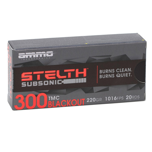 Ammo Inc Stelth 300 AAC Blackout Ammo 220 Grain Subsonic Total Metal Jacket - 300B220TMC-STL