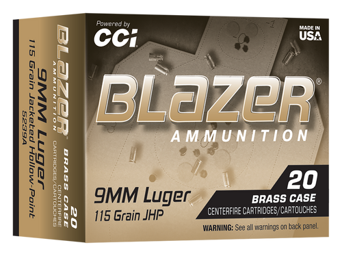 Cci , Cci 5239a    9mm  115gr Blazer Brass Jhp 20rd