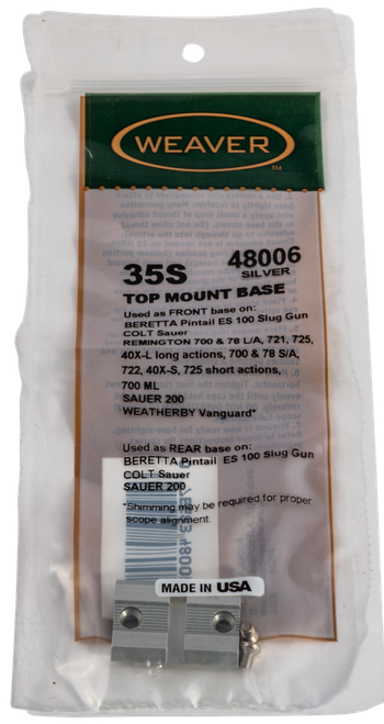 Weaver Mounts Top Mount Base, Weav 48006  35s  Top Mnt Base