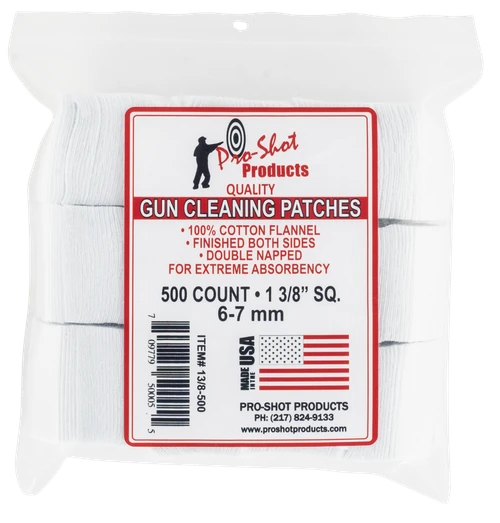 Pro-shot Cleaning Patches, Proshot 13/8-500    6mm-7mm 13/8      Patch 500