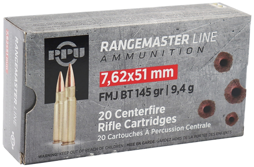 Ppu Rangemaster, Ppu Pprm762     7.62x51 145 Fmjbt Rngmstr    20/25