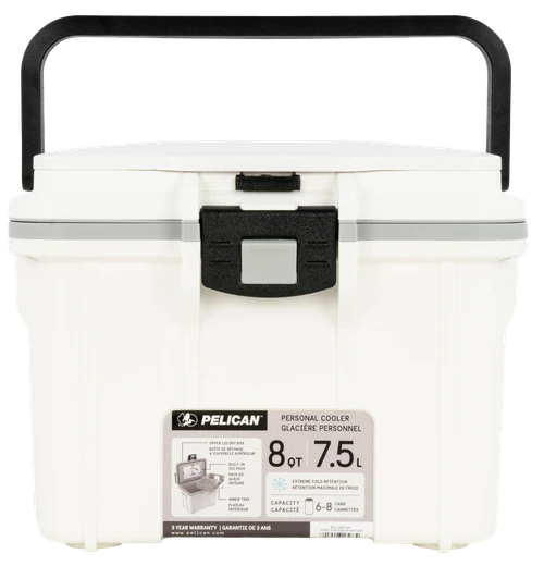 Pelican Personal Cooler, Pelican 8q-1-whtgry      8qt Elite Cooler  Wht/gry
