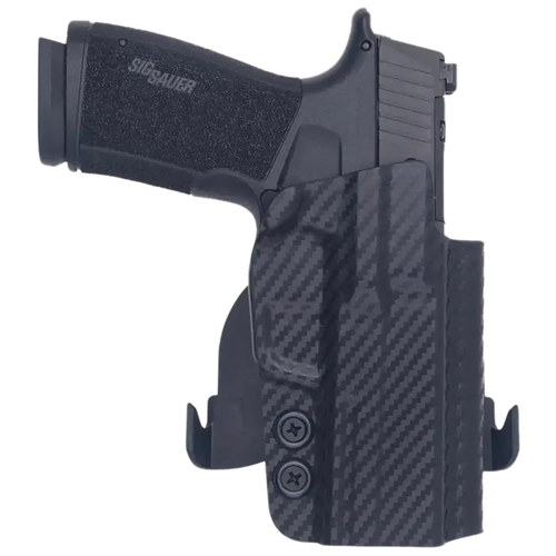 Rounded Gear Carbon Fiber Kydex OWB Paddle Holster for Sig P365 X-Macro with TLR-7 Sub - Black Carbon Fiber