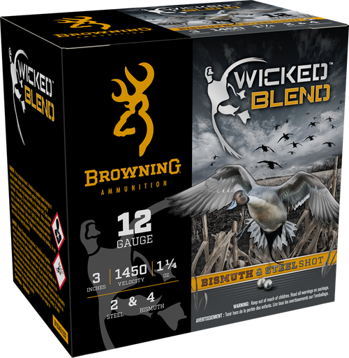 Browning Ammo Wicked Blend, Brna B193431232 12g 3in 1-1/4 Oz 2&4bi    25/10