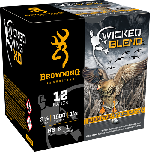 Browning Ammo Wicked Blend, Brna B193431240 12g 3-1/2in 1-1/2 Bb&1bi  25/10