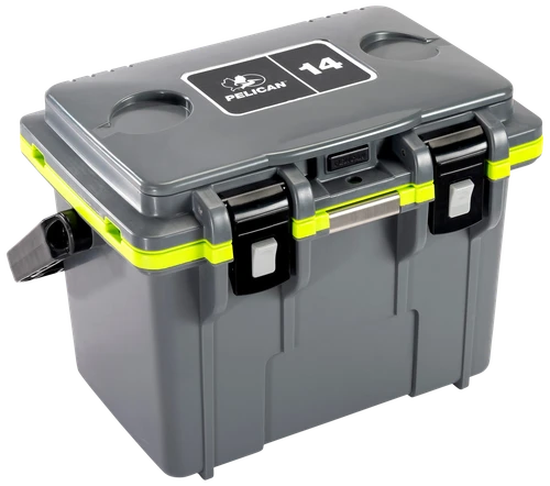 Pelican , Pelican 14q-1-dkgryegrn  14qt Elite Cooler Gry/grn
