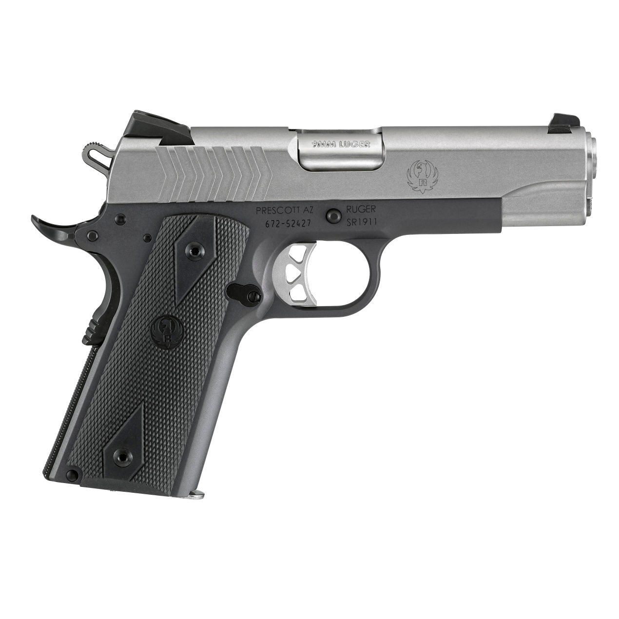 Ruger 6722 SR1911 Commander-Style 9mm Luger 9+1 4.25" Stainless Steel Barrel, Low-Glare Stainless Serrated Steel Slide, Tungsten Gray Cerako — Lowest 