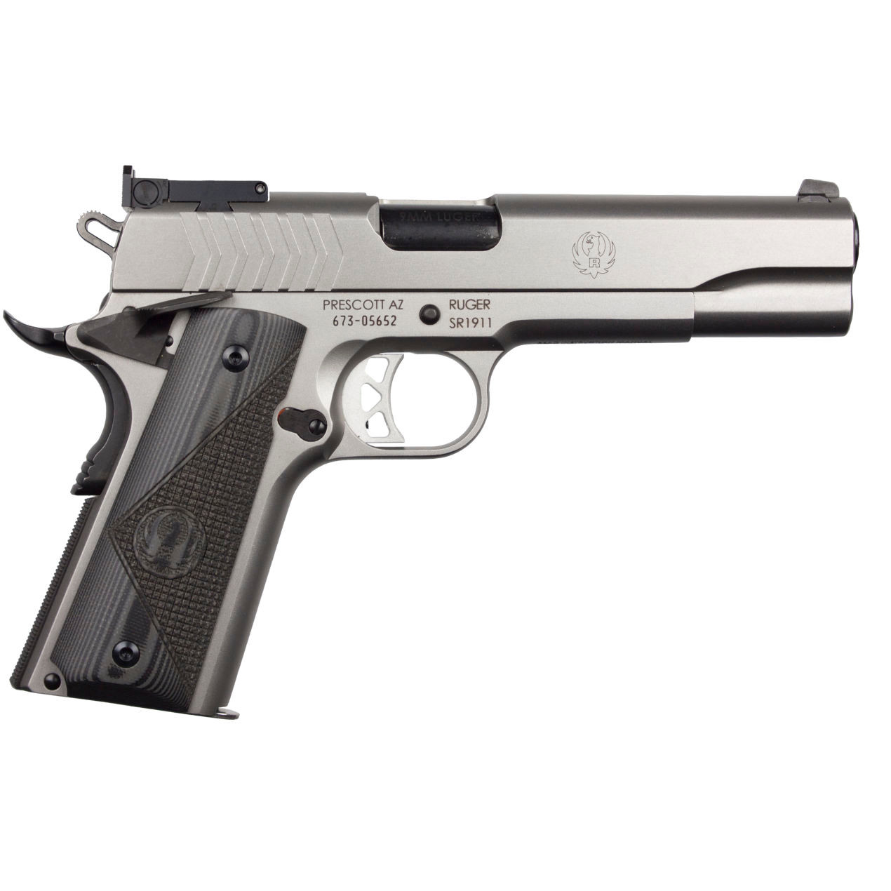 Ruger 6759 SR1911 Target 9mm Luger 9+1 5" Black Steel Barrel, Low-Glare Stainless Steel Serrated Slide, Low-Glare Stainless Steel Frame w/Be — Lowest 