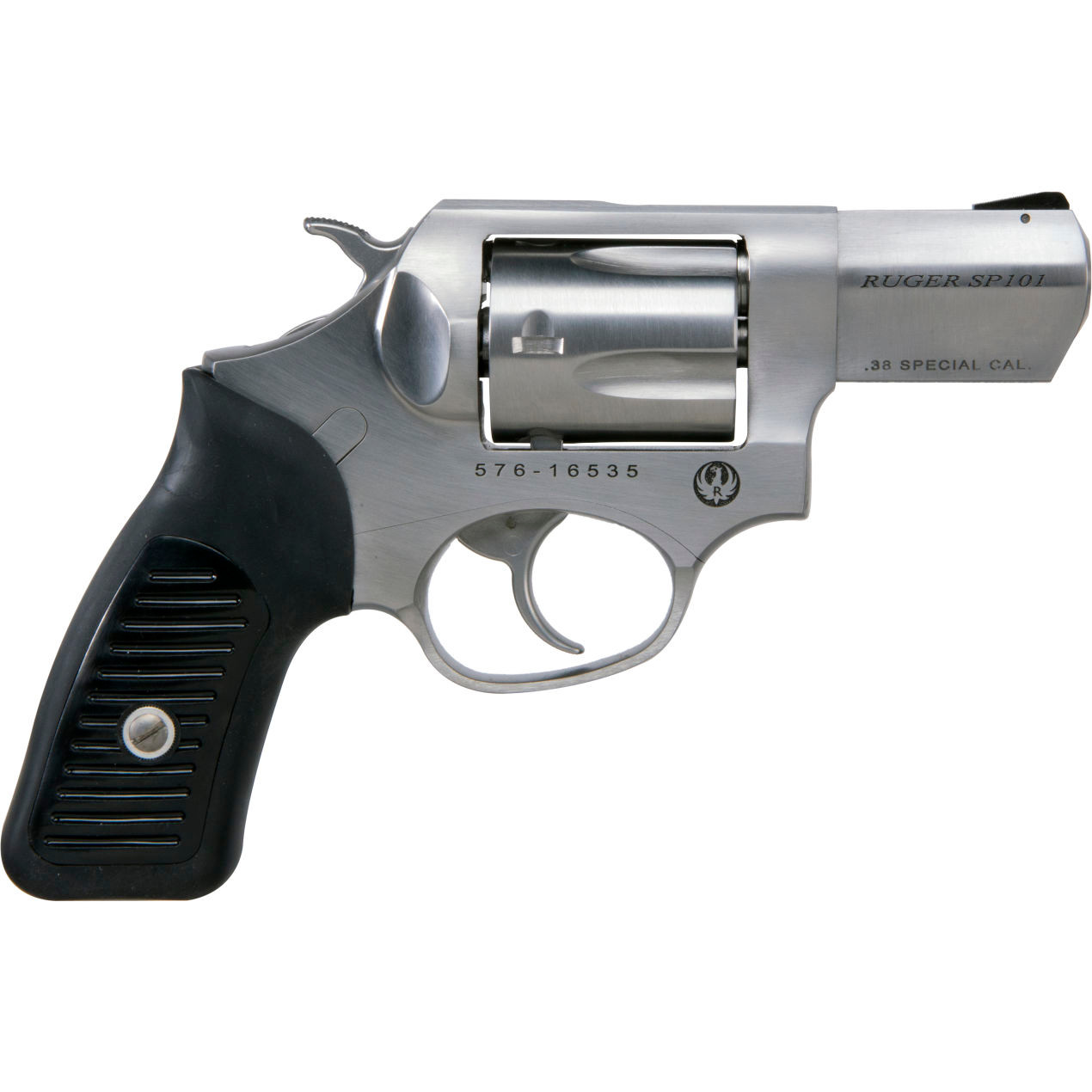Ruger 5737 SP101 38 Special +P 5rd 2.25" Satin Stainless Steel Barrel, Cylinder & Frame, Black Rubber Grip, Transfer Bar Safety, Exposed Ham — Lowest 