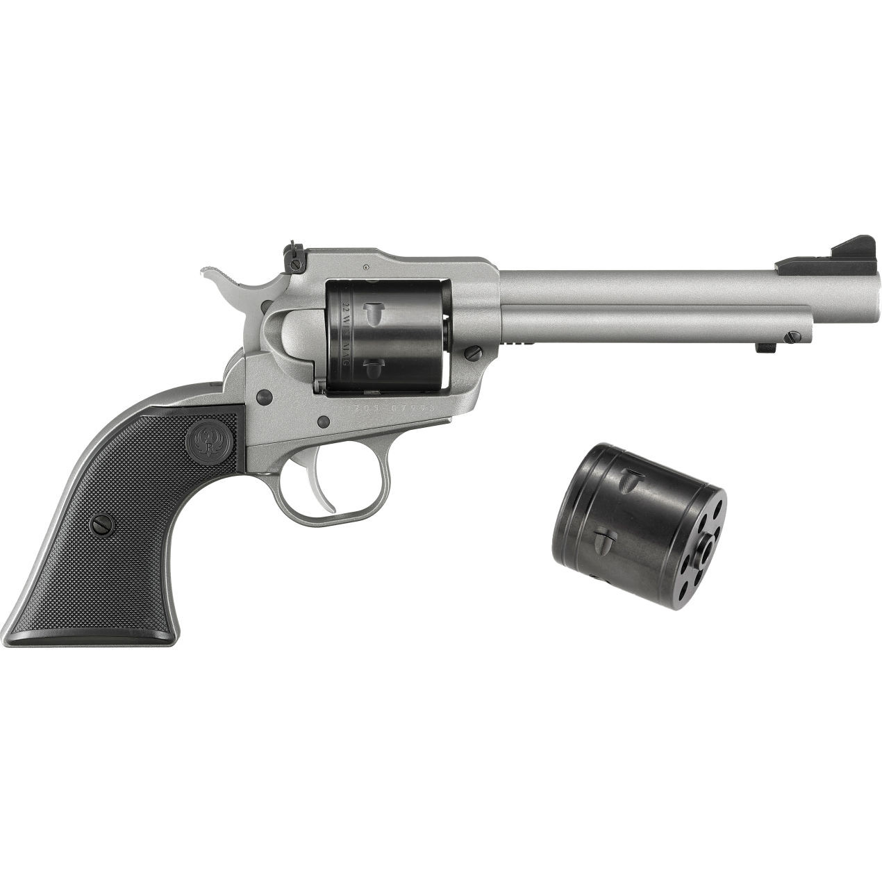 Ruger 2033 Super Wrangler 22 LR/22 WMR 6 Shot 5.50" Silver Cerakote Steel Barrel & Frame, Black Cylinder, Black Checkered Polymer Grip, Tran — Lowest 