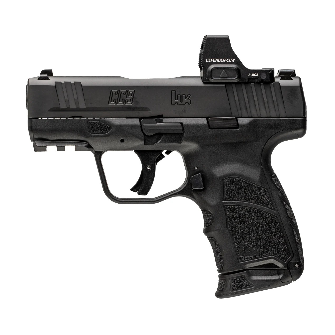 HK 81001354 CC9 w/Optic Micro Compact 9mm Luger 12+1 3.32" Black Barrel, Black Steel Serrated w/Optic Slide, Black Polymer Frame w/Picatinny — Lowest 