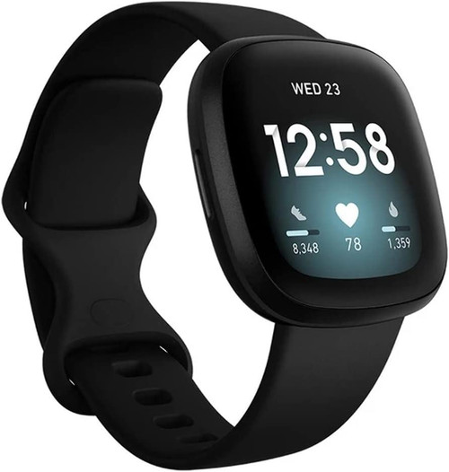 Fitbit Versa 3 Health & Fitness Smartwatch - Voice Control - Sleep Score - Black