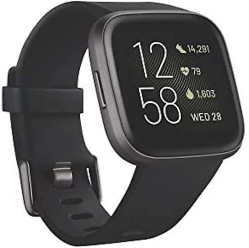 Fitbit Versa 2 Health & Fitness Smartwatch - Voice Control - Sleep Score - Black