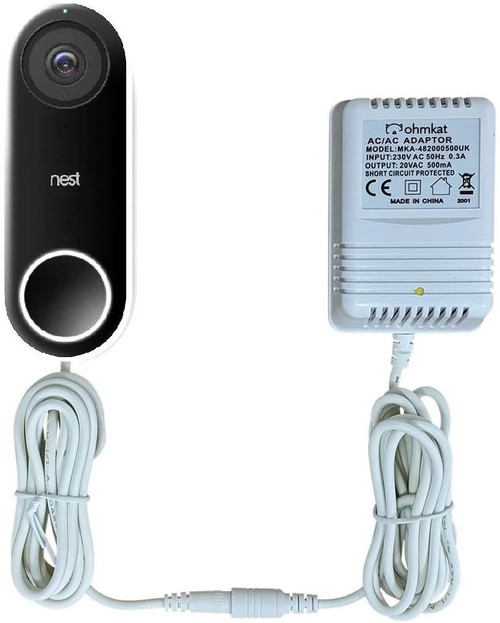 Ring Nest Smart Doorbell Power Supply | Ohmkat Hardwire Plug Extension Cable