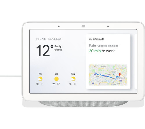 Google Home Nest Hub 7" Hands-Free Voice Command Assistant Smart Speaker - Chalk