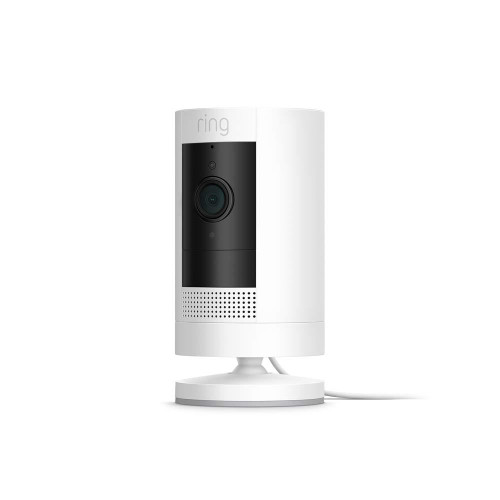 Ring Stick Up Cam | White| HD Outdoor Wired Camera System | Plug-In