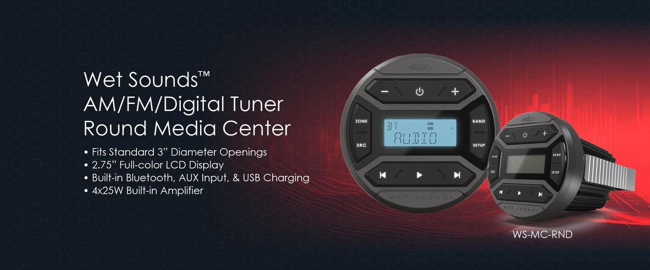Wet Sounds AM/FM Digital Tuner Round Media Center