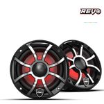 REVO Series 6.5-inch High-Output Component Style Coaxial Speakers w/ XS-Black-Stainless Steel RGB Grilles