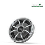 Close-up of RECON 6 speaker featuring XS-Silver grille and aluminum dome tweeter