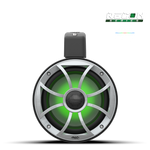 Wet Sounds 6.5-Inch Coaxial Tower Speakers w/ XS-Silver RGB Grilles - Front Green