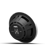 Marine audio upgrade featuring ZERO 10 2Ω subwoofer installed in boat enclosure in white